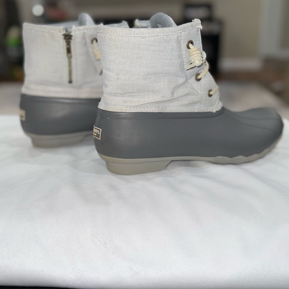 Sperry Saltwater Duck Grey Lace Up Round Toe Duck Boots STS80411 Women's Size 11 - Picture 2 of 11